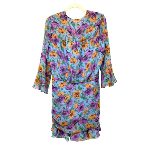 Veronica Beard $598 Silk Sean Floral Printed Ruched Mini Dress Sz 8 NEW - Picture 6 of 11